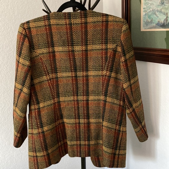 Vintage 1990’s Wool Blend Oversized Tartan Blazer & Skirt Size S - Picture 9 of 15